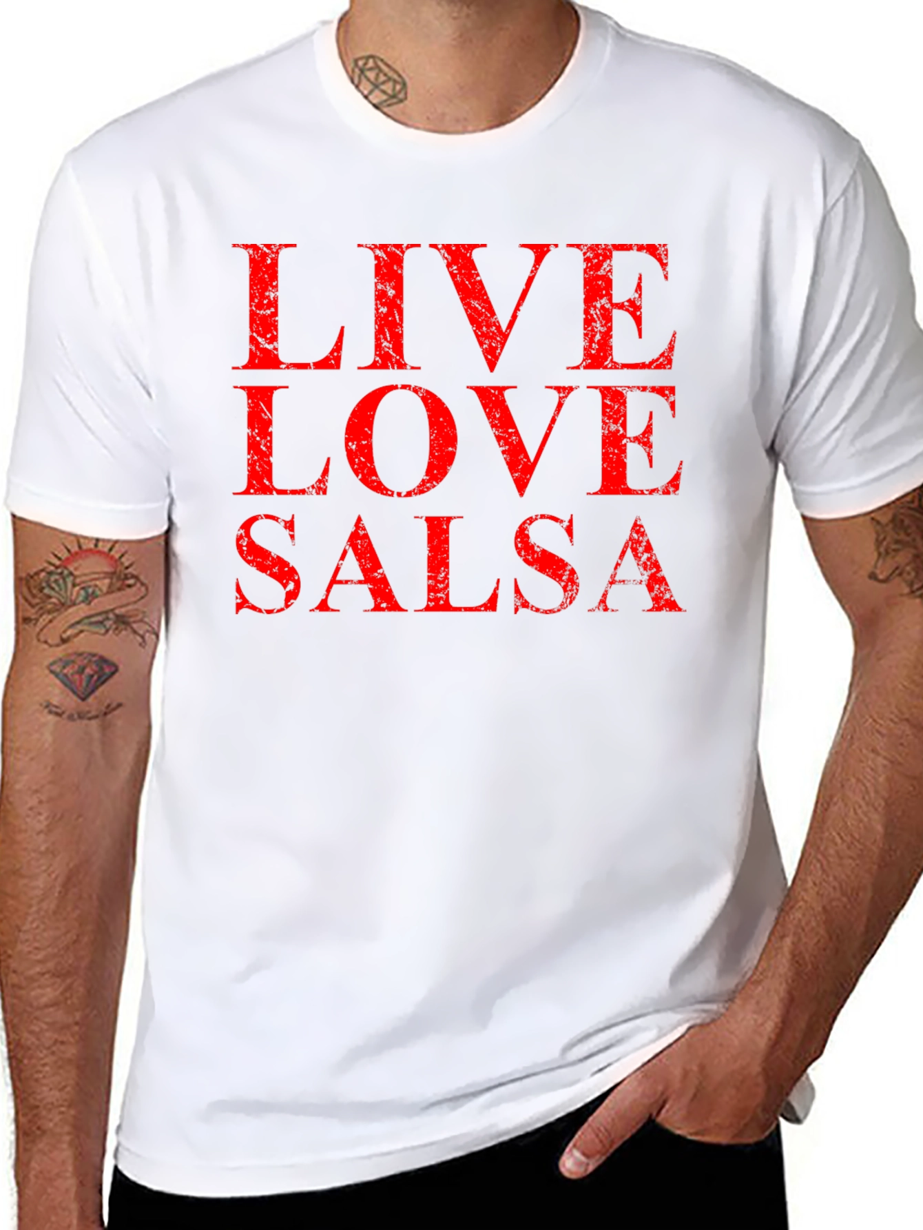Black Live Love Salsa Black Graphic T-Shirt view 8