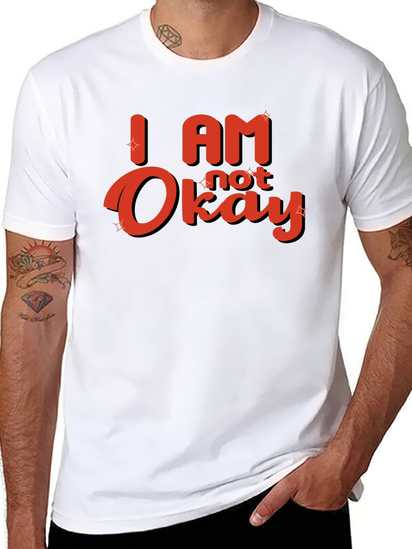 Black I Am Not Okay Graphic T-Shirt - Trendy Casual Tee view 8