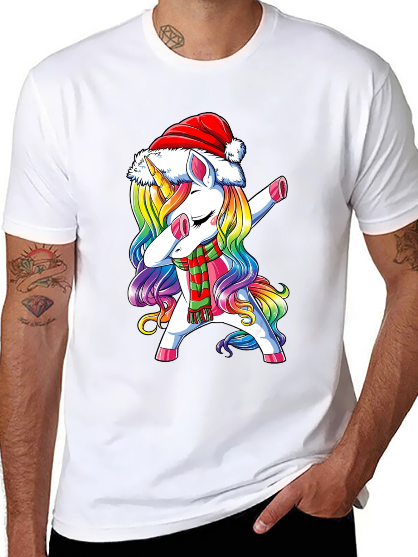 Black Christmas Unicorn Dabbing T-Shirt view 8
