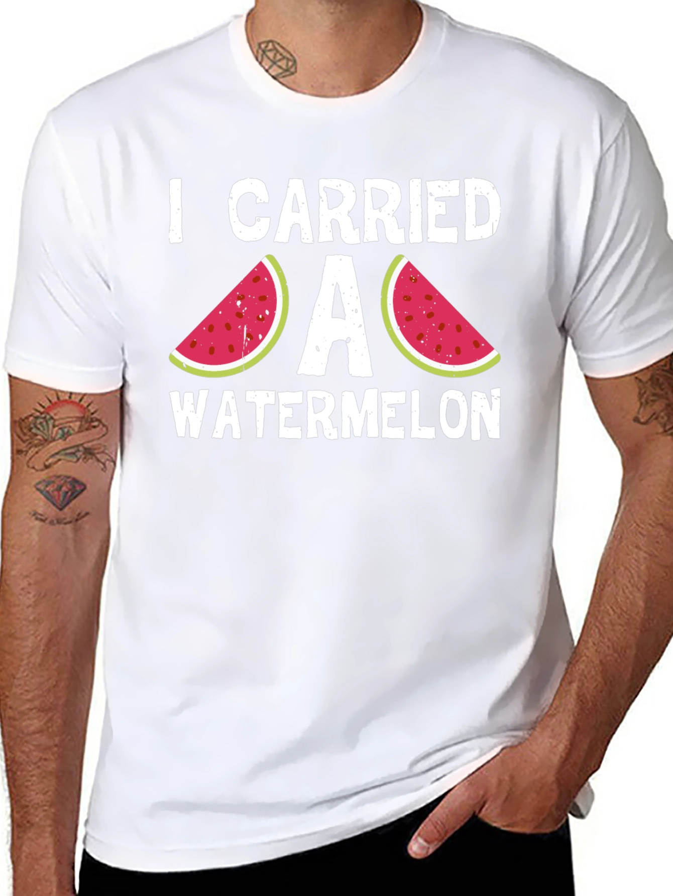 Black I Carried a Watermelon Funny Graphic Tee view 8