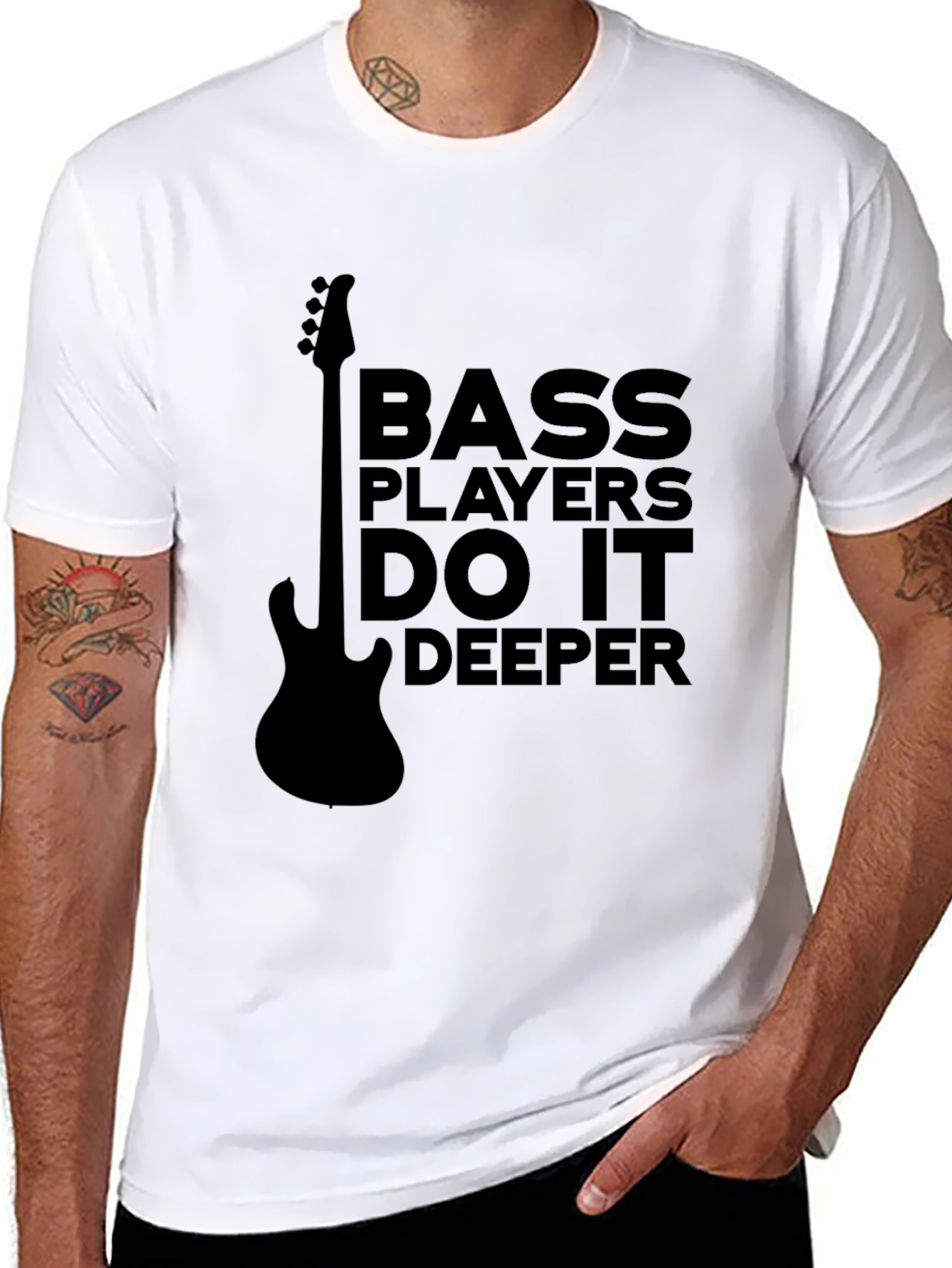 Black Bass Players Do It Deeper T-Shirt - Musician Tee view 8