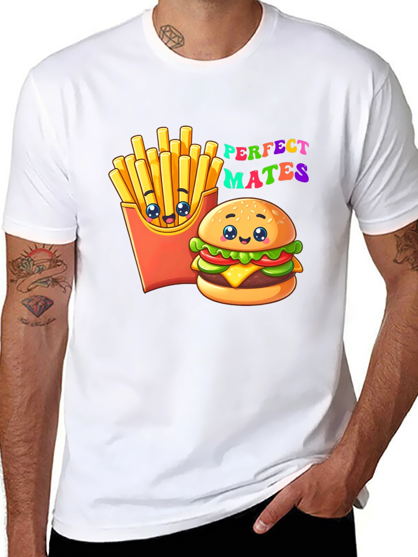 Black Perfect Mates Burger & Fries Graphic Tee view 8