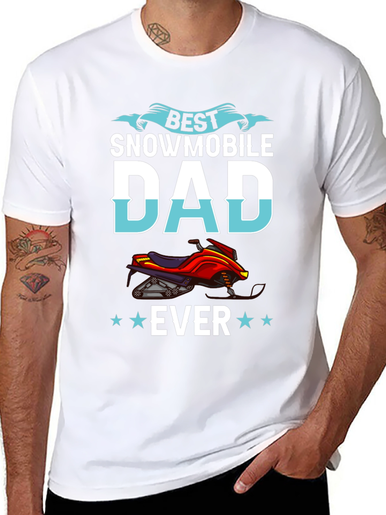 Black Best Snowmobile Dad Ever T-Shirt - Unique Gift view 8