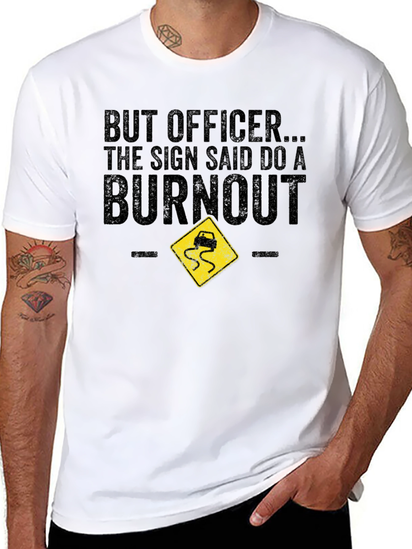 Black But Officer Burnout Graphic Tee view 8