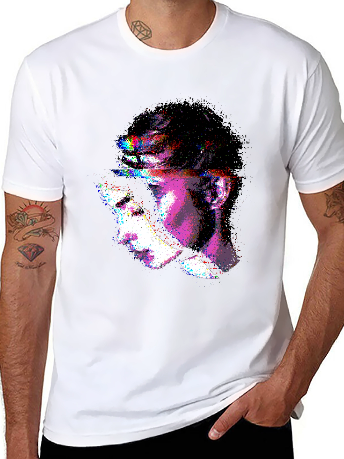 Black Abstract Face Graphic Black T-Shirt view 8