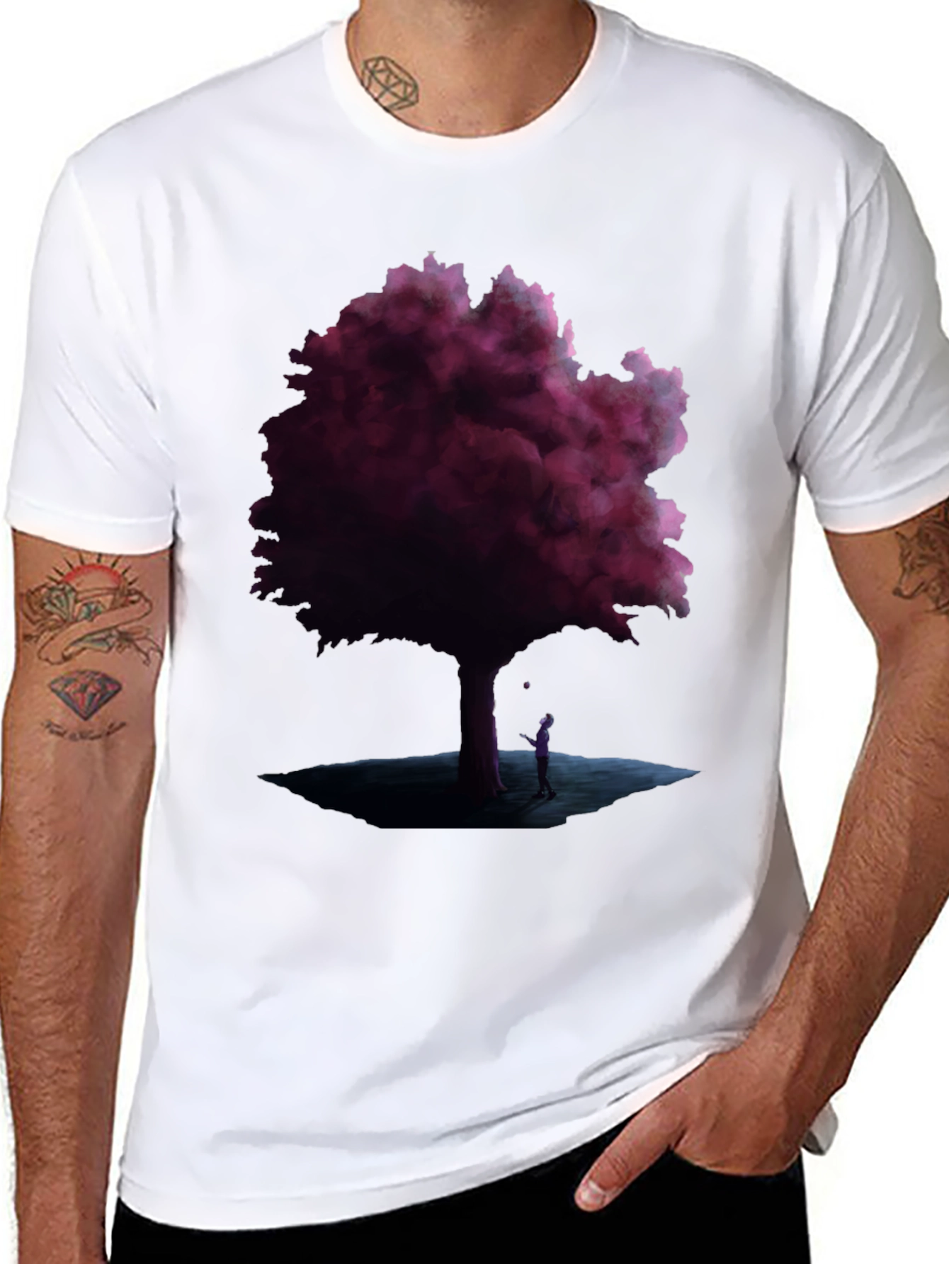 Mystic Tree Graphic Tee - Black Cotton Blend - 8