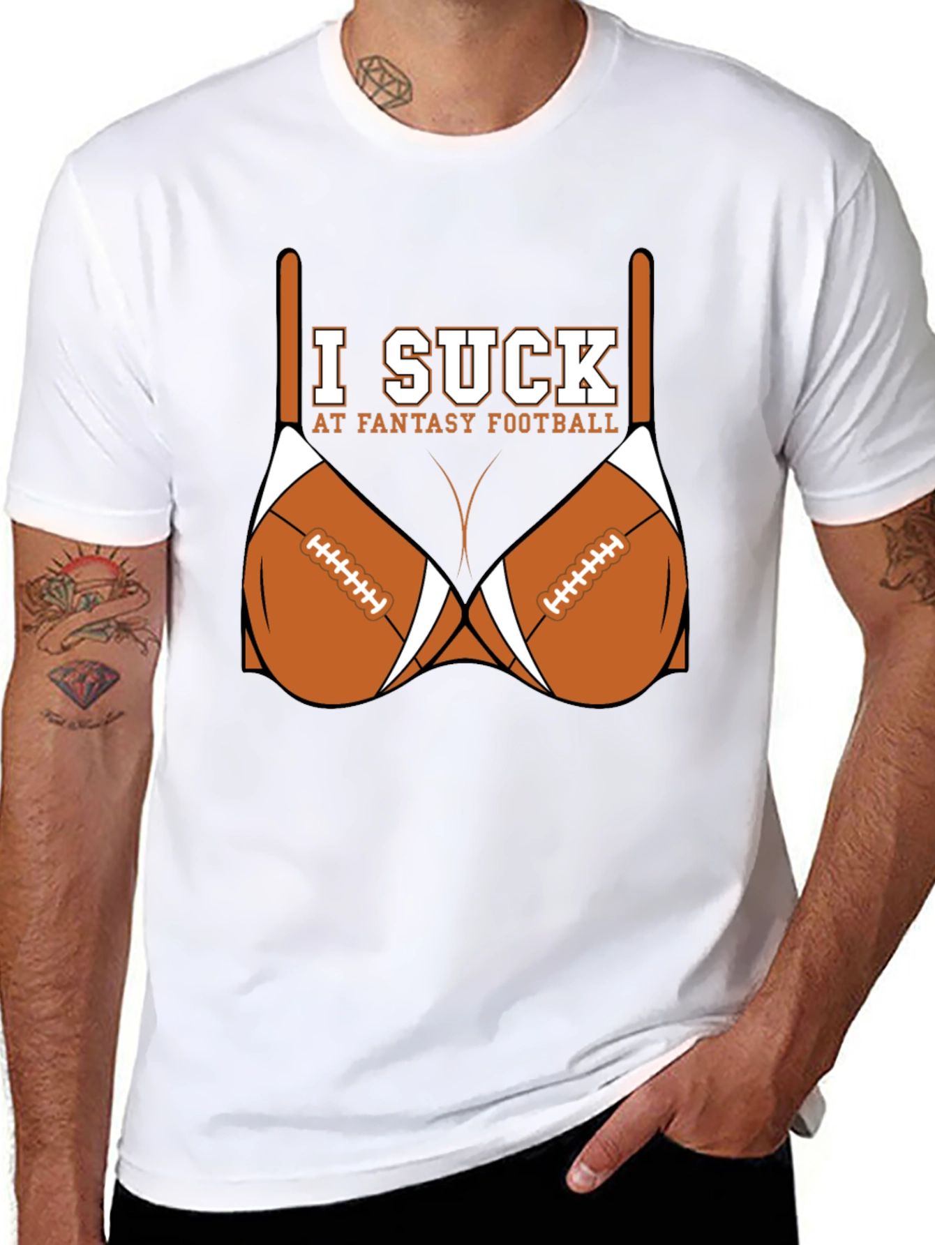 Black I Suck at Fantasy Football T-Shirt view 8