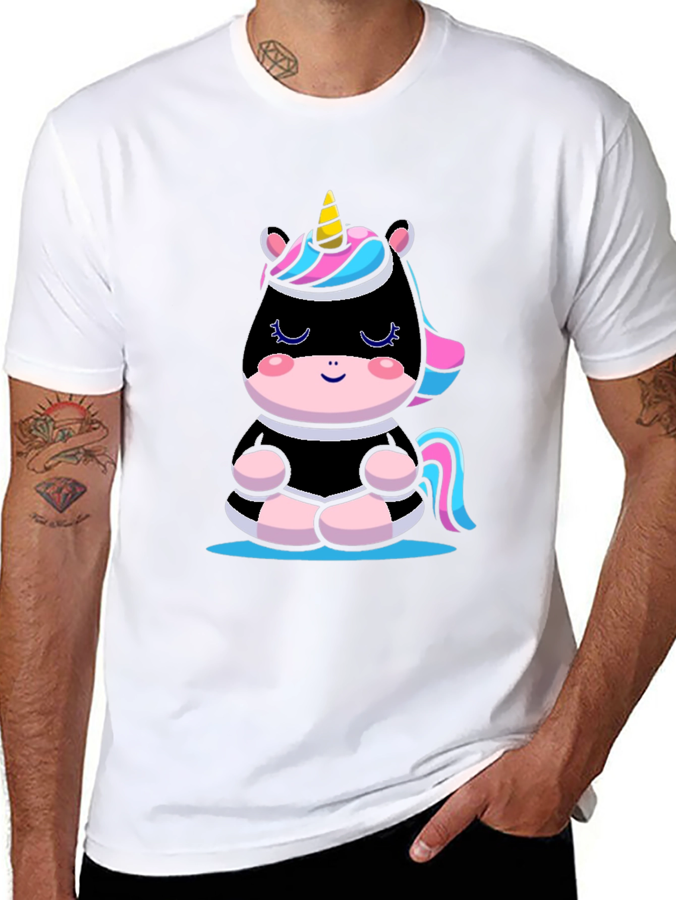 Black Meditating Unicorn T-Shirt - Black view 8