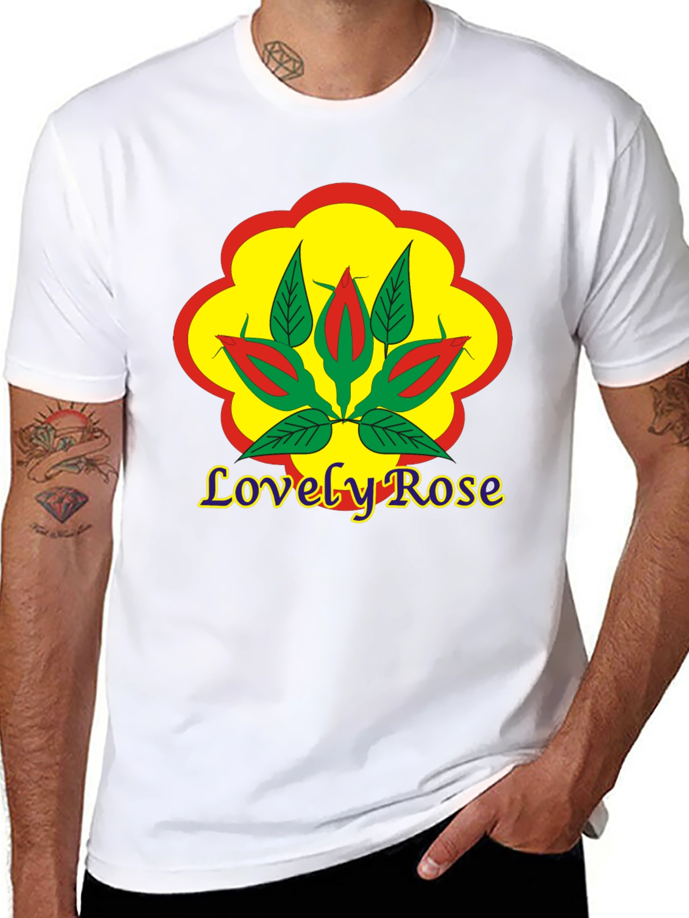 Black Lovely Rose Graphic Black T-Shirt view 8