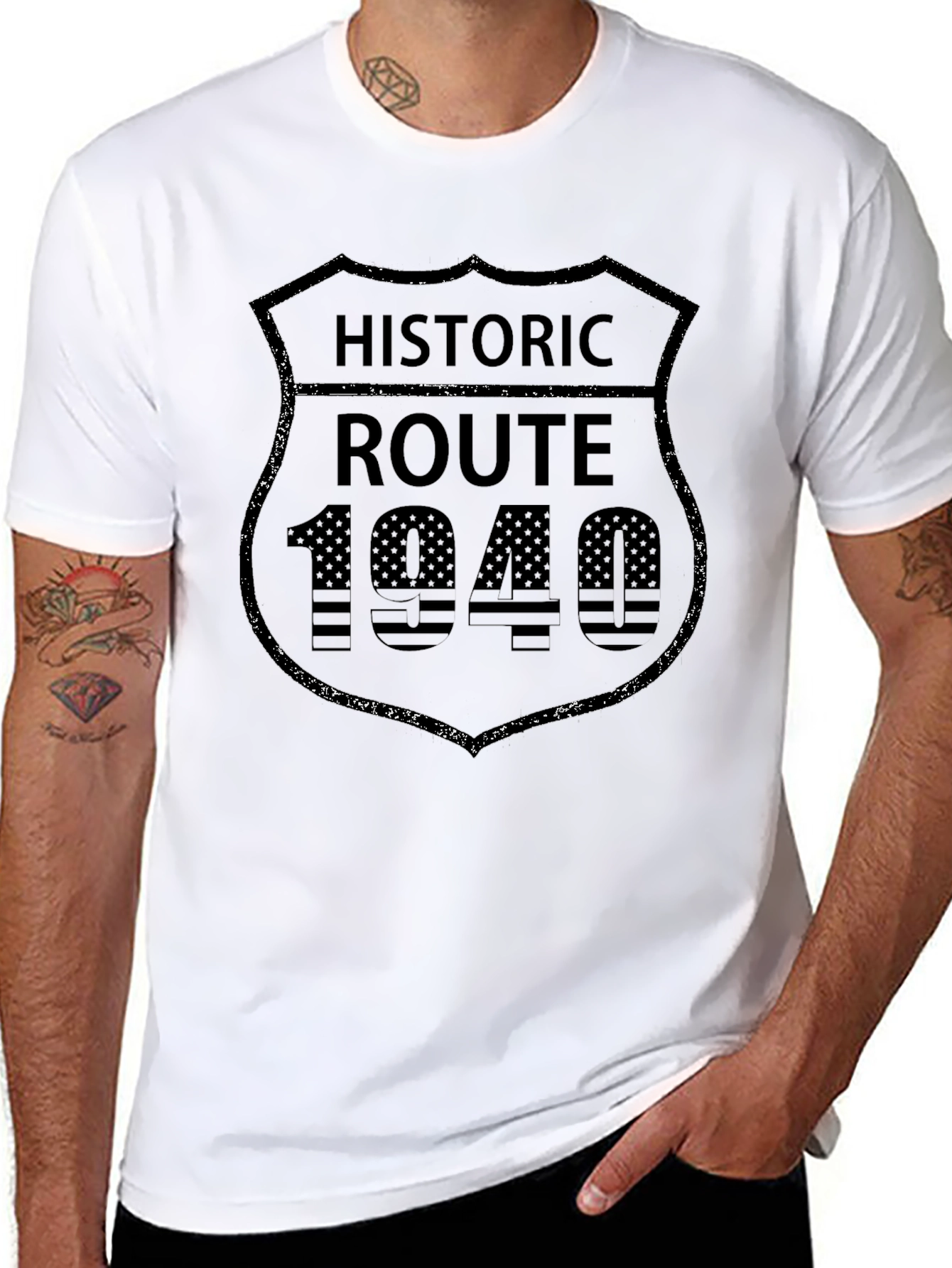 Black Historic Route 1040 Shield T-Shirt - Black view 8