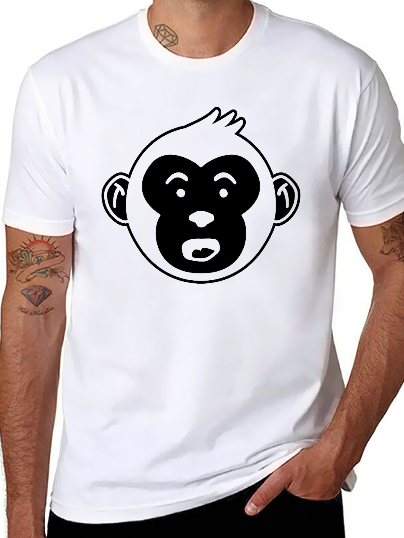 Black Monkey Face Graphic Black T-Shirt - Fun & Casual Style view 8