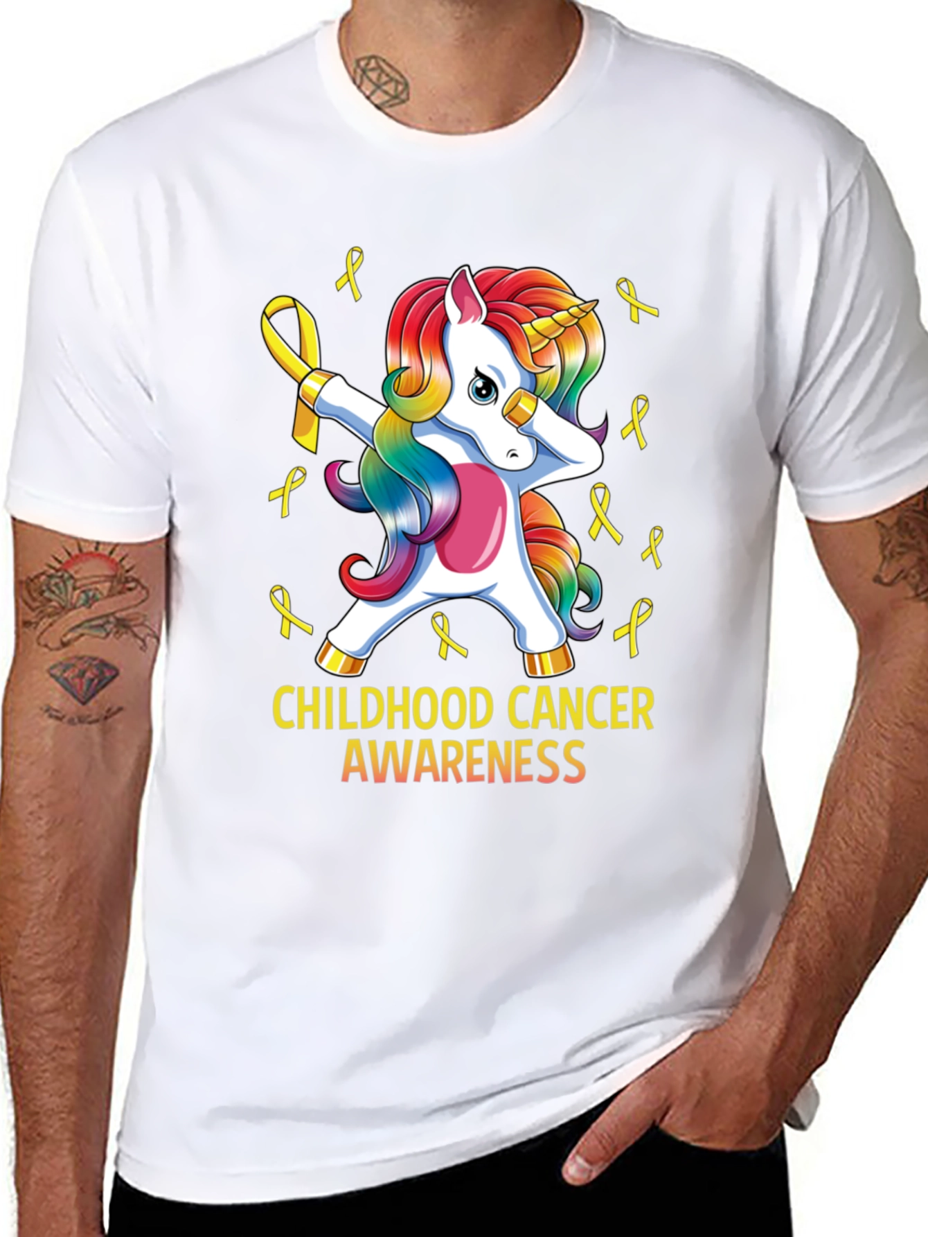 Childhood Cancer Awareness Unicorn Ribbon T-Shirt - 8