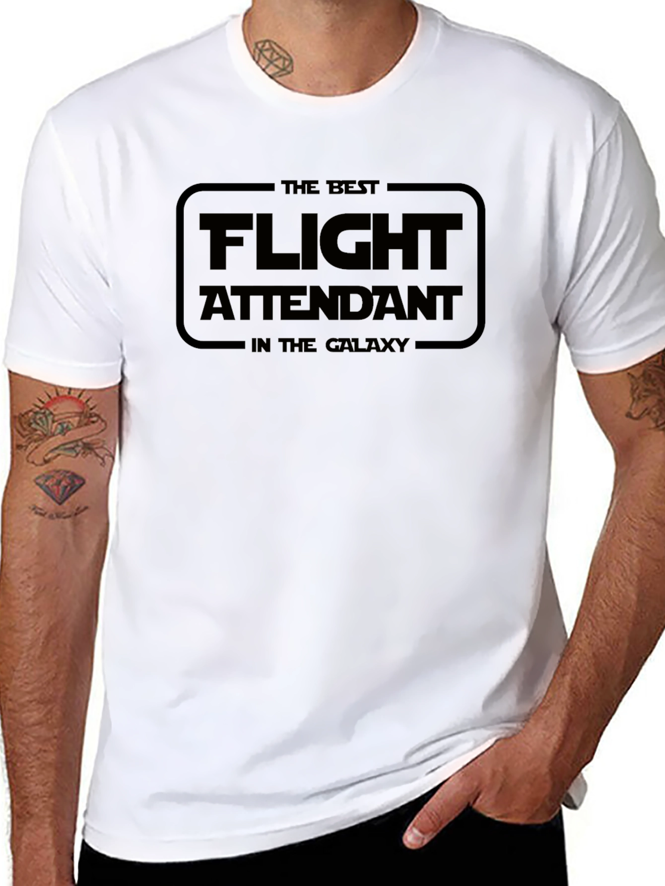 Black Best Flight Attendant in the Galaxy Black T-Shirt view 8