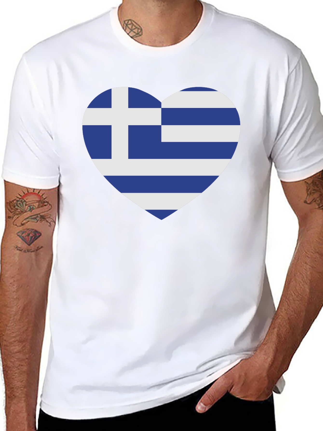 Black Greek Flag Heart T-Shirt - Show Your Love for Greece view 8