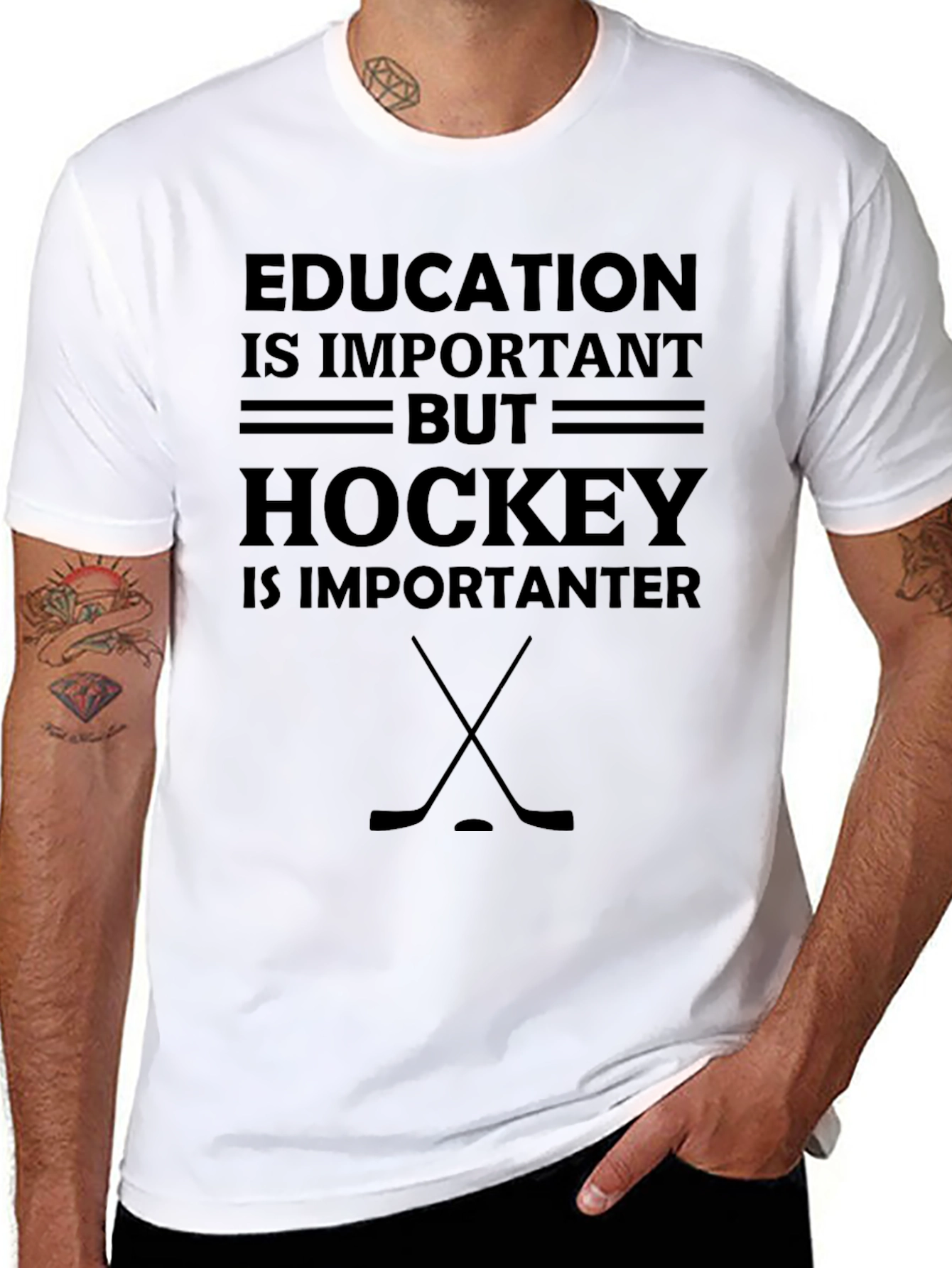 Black Education Important But Hockey T-Shirt view 8
