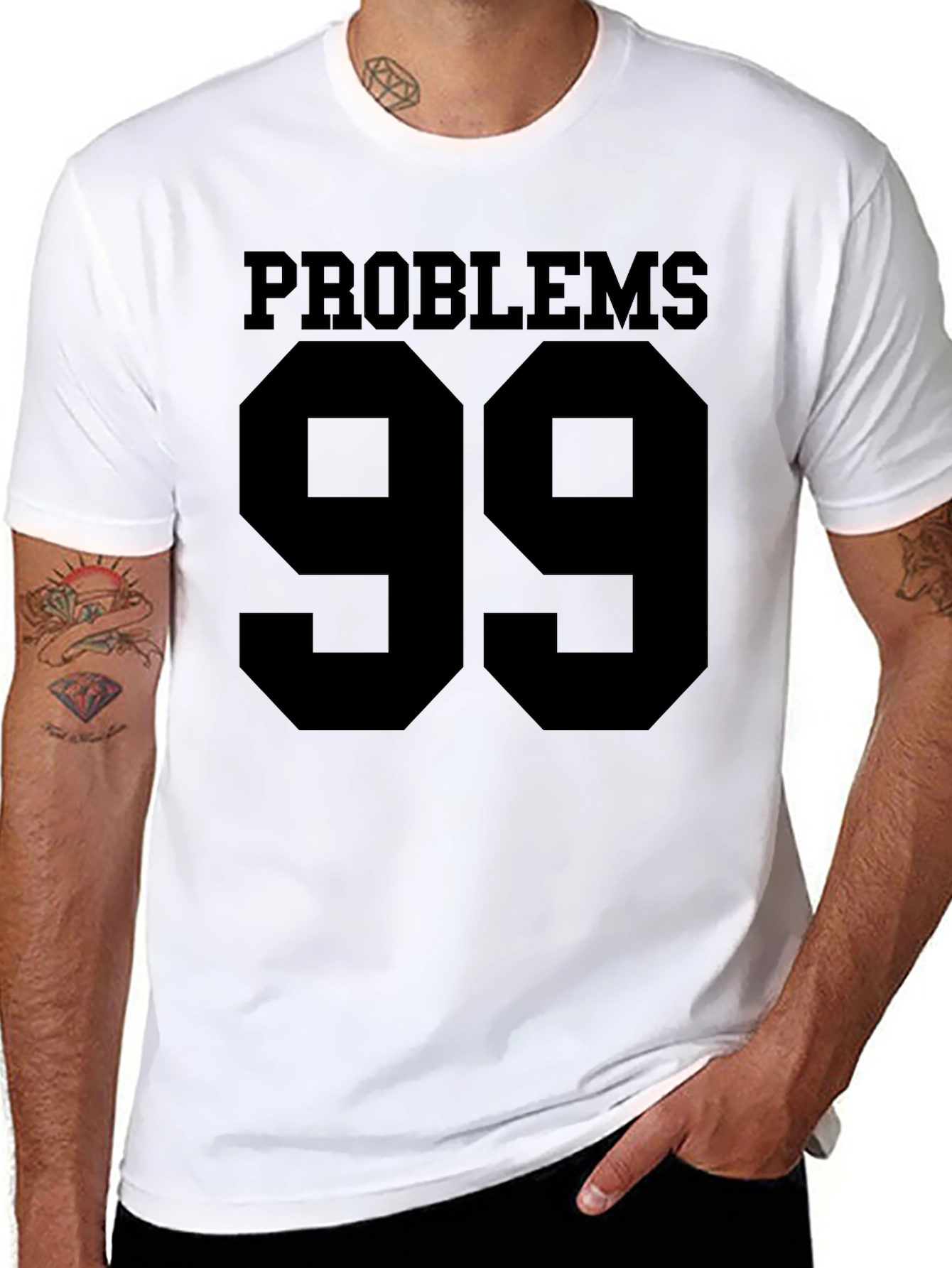 Black Problems 99 Graphic T-Shirt - Black Crew Neck Tee view 8
