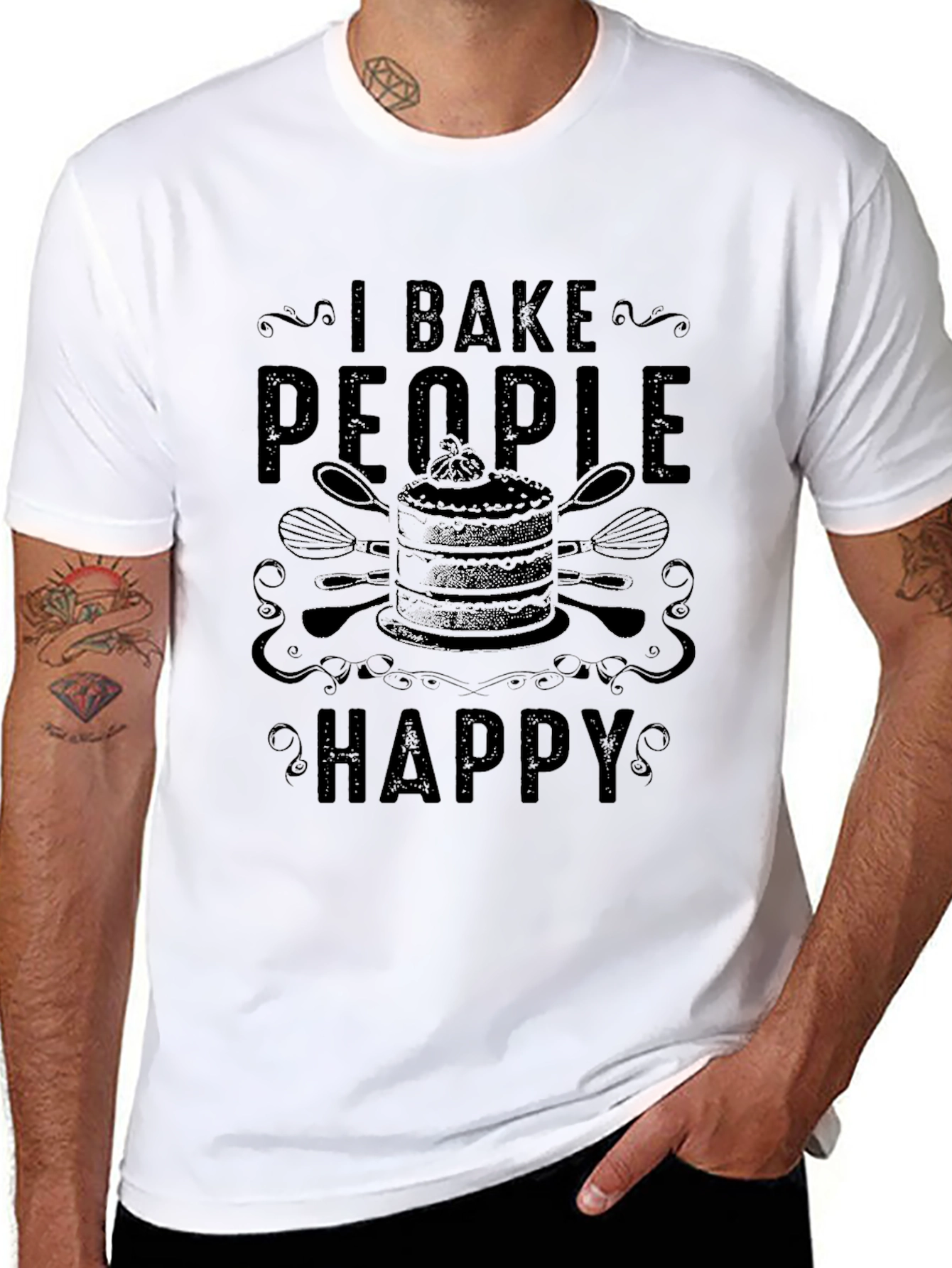 Black I Bake People Happy T-Shirt - Baking Lover Gift view 8