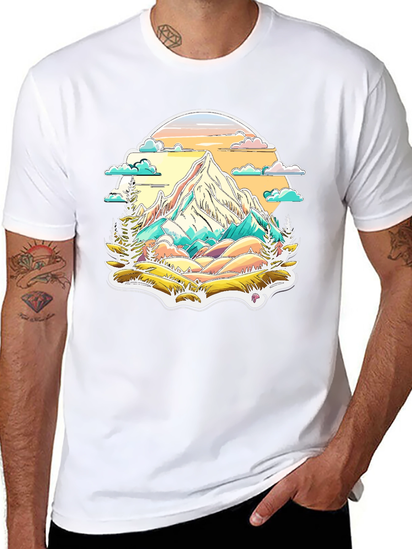 Black Mountain Scene Graphic Tee - Nature Lover's T-Shirt view 8