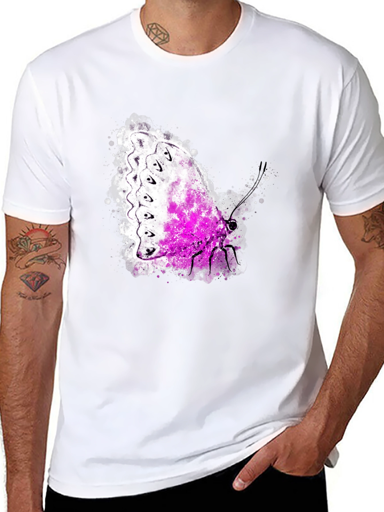 Butterfly Graphic Tee - Men's Black T-Shirt - 8