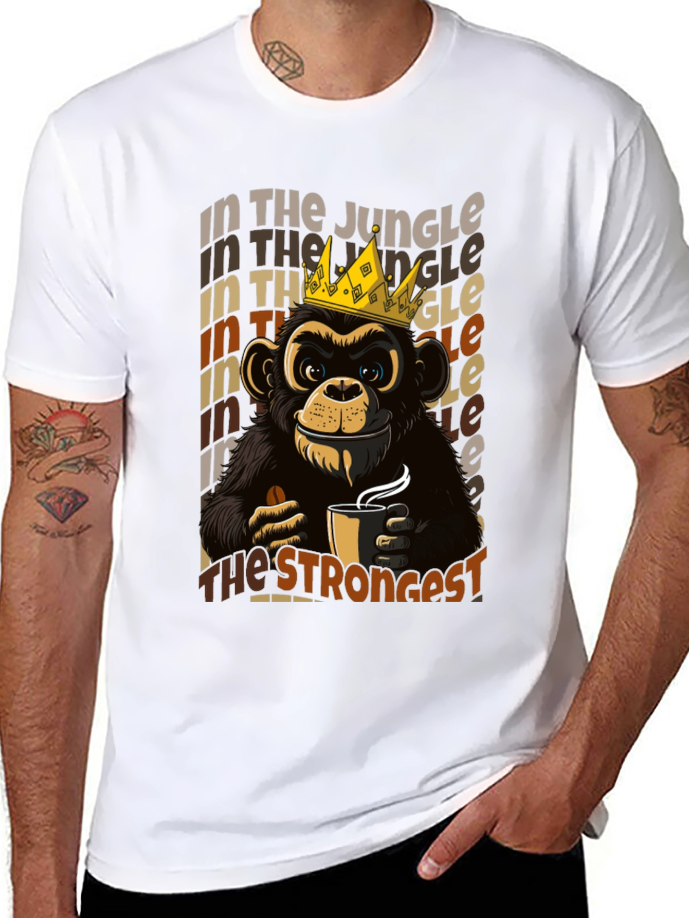 Black King Monkey Coffee T-Shirt - Jungle Strongest view 8