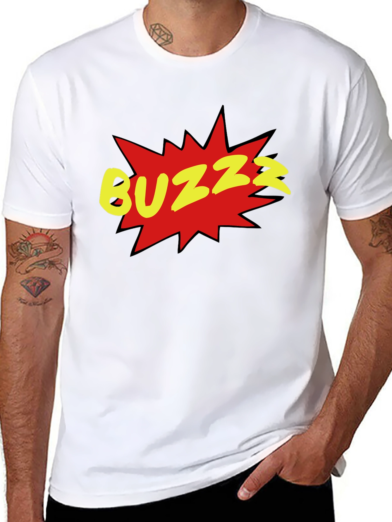 Black BUZZ Graphic Tee - Black Short Sleeve Crew Neck view 8