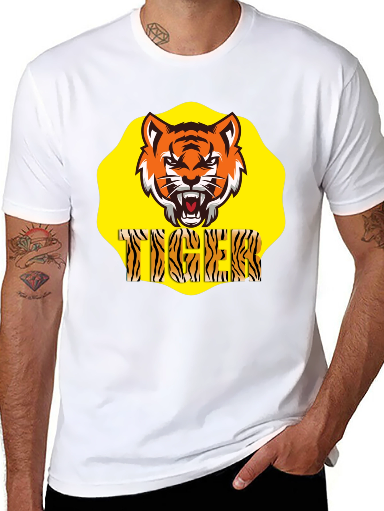 Black Tiger Graphic Black T-Shirt view 8