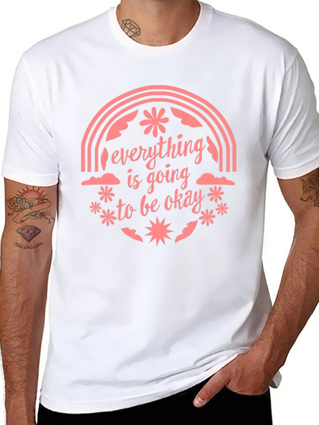 Black Optimistic Graphic Tee: "Everything Is Going To Be Okay" view 8