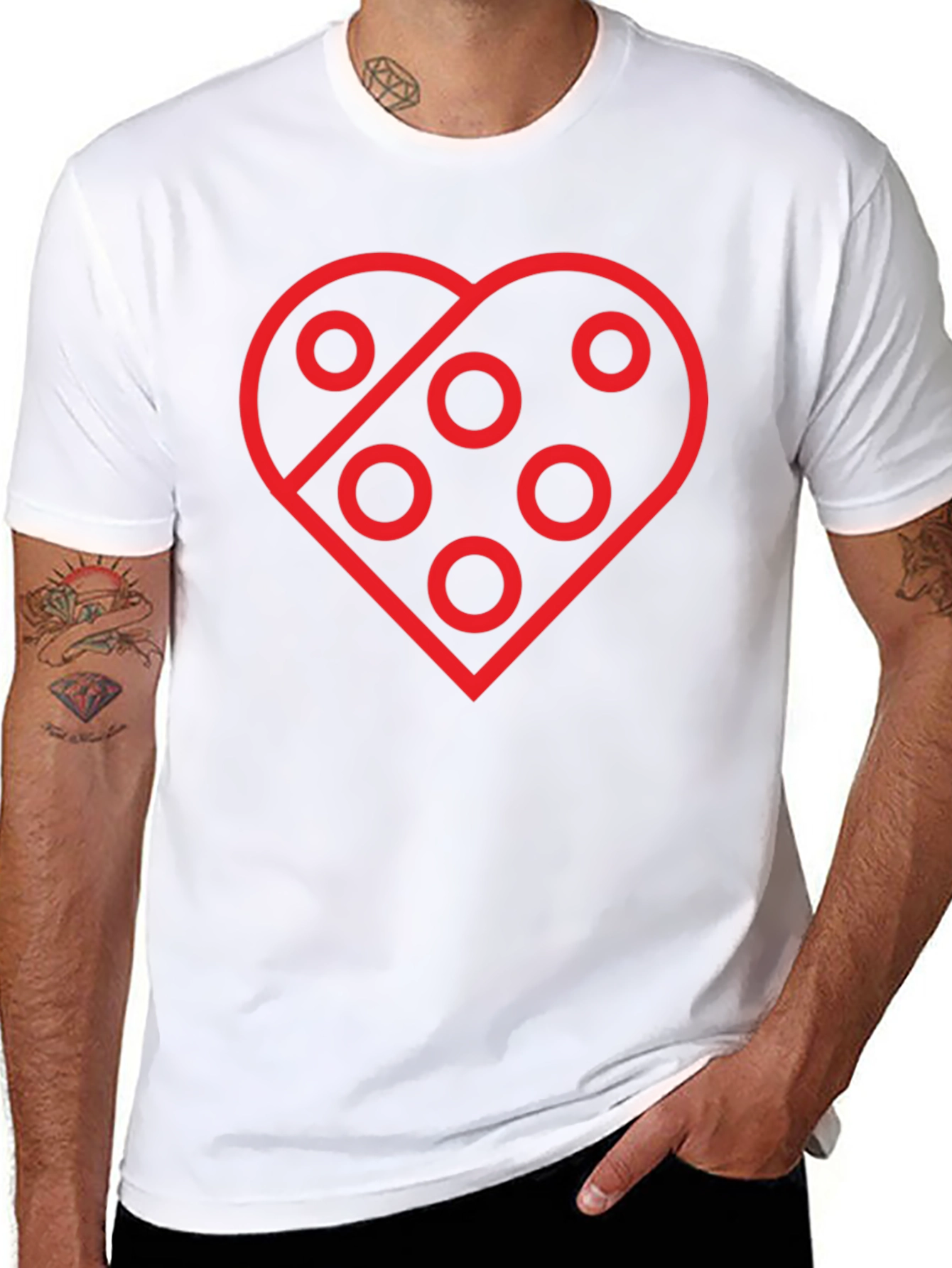 Black Heart with Circles Graphic T-Shirt - Black view 8
