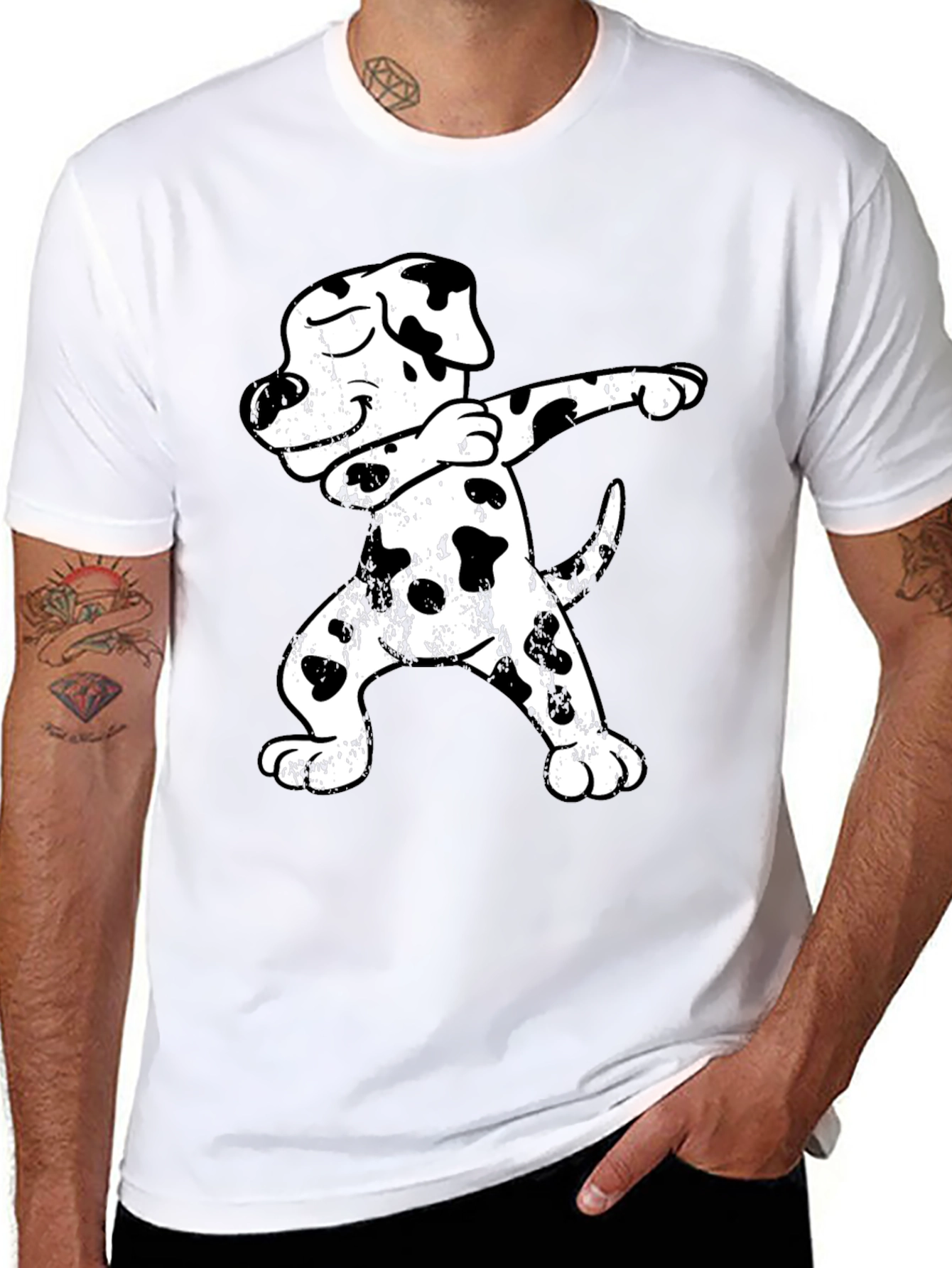 Black Dabbing Dalmatian T-Shirt - Funny Dog Tee view 8