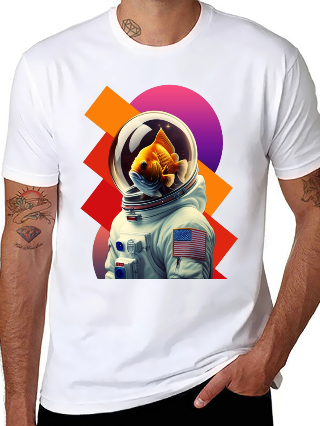 Black Astronaut Goldfish Graphic Tee view 8