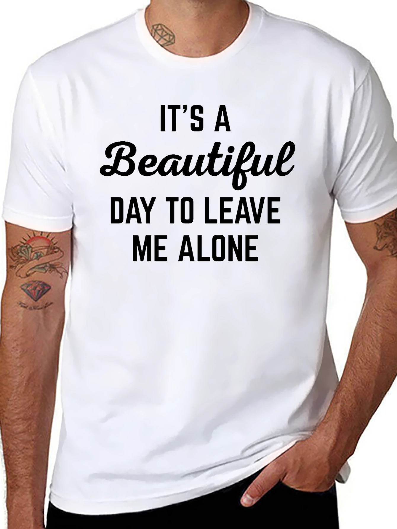 Black It's A Beautiful Day to Leave Me Alone T-Shirt view 8