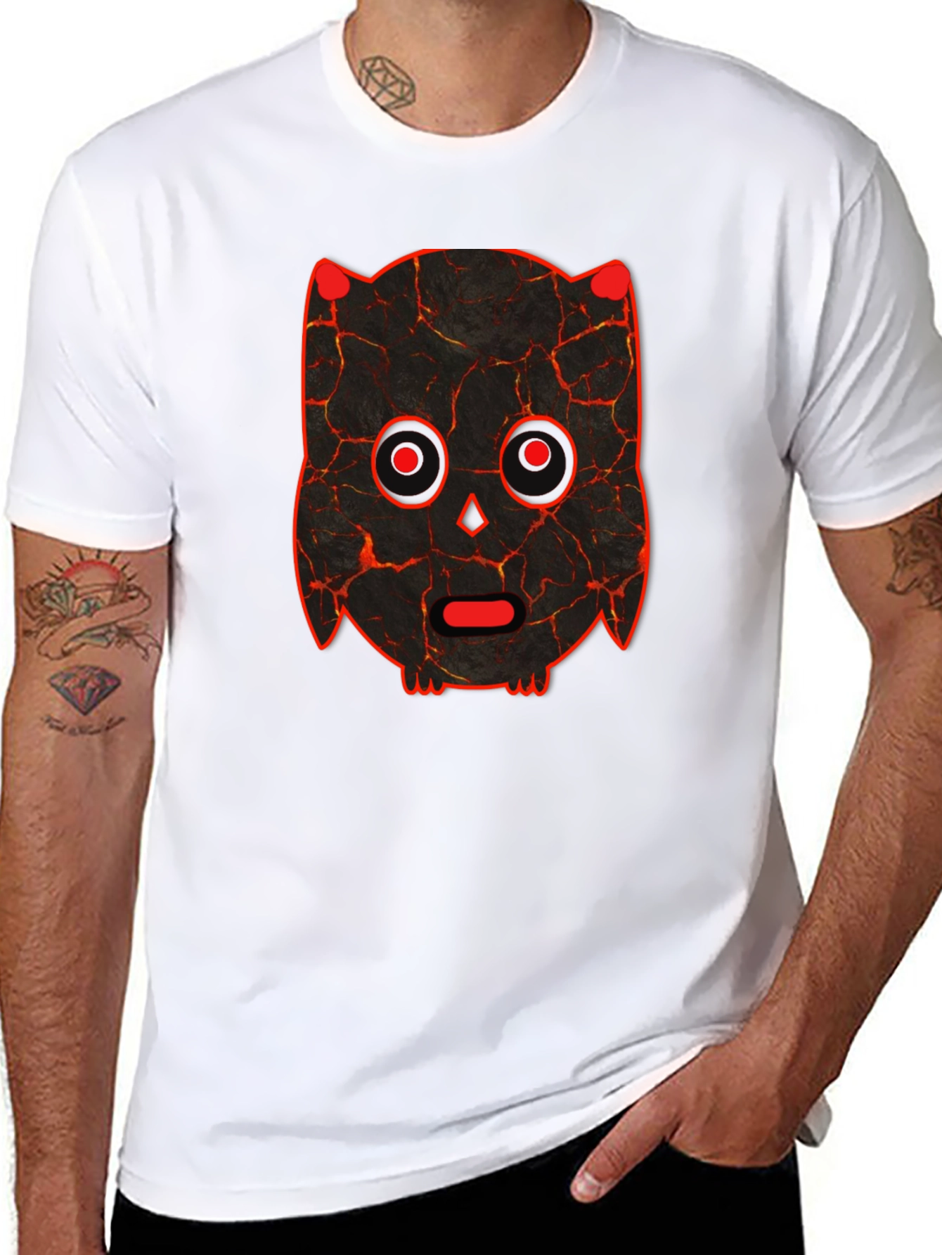 Black Lava Owl Graphic T-Shirt - Unique Design view 8