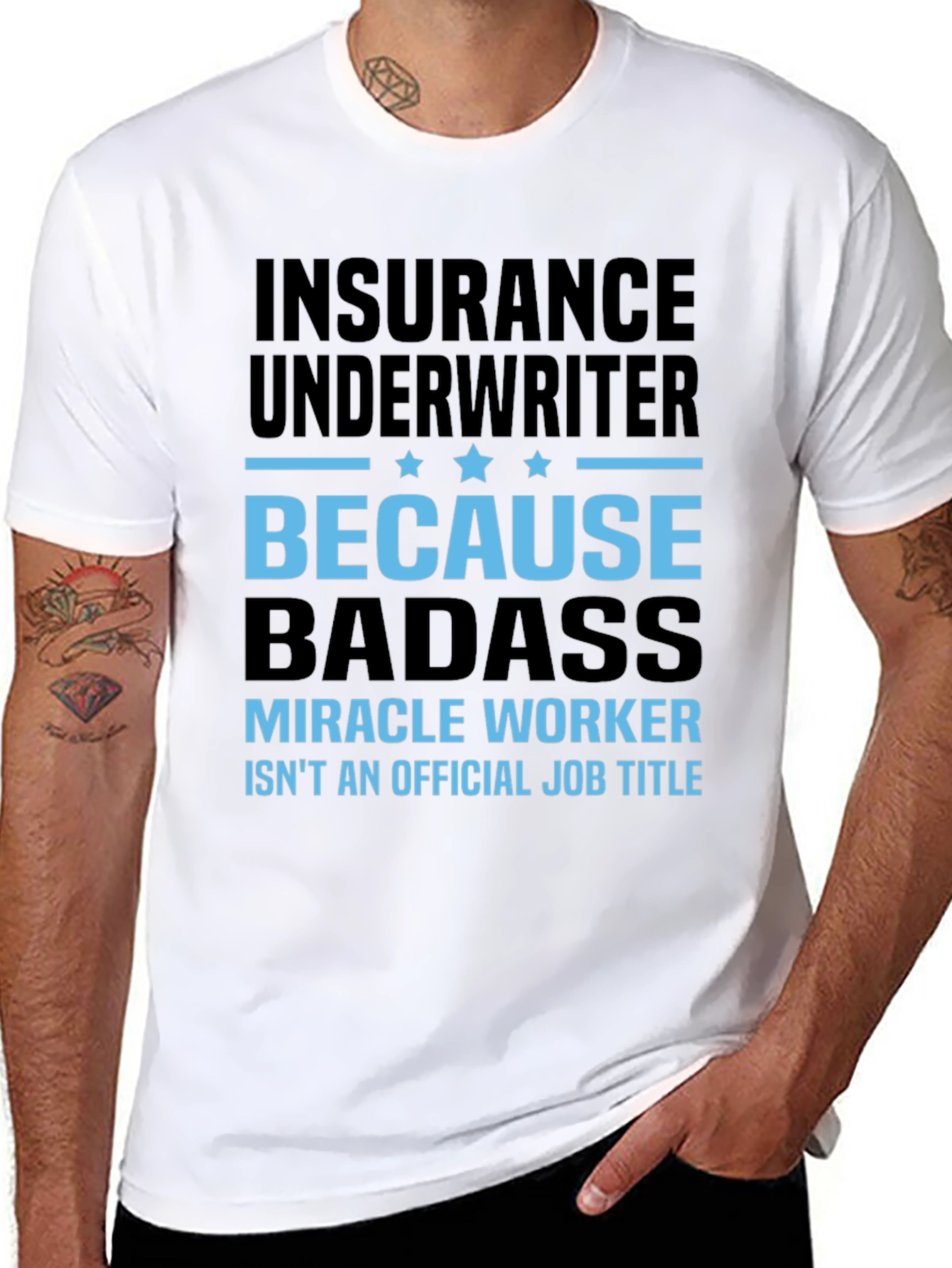 Black Insurance Underwriter Badass T-Shirt view 8