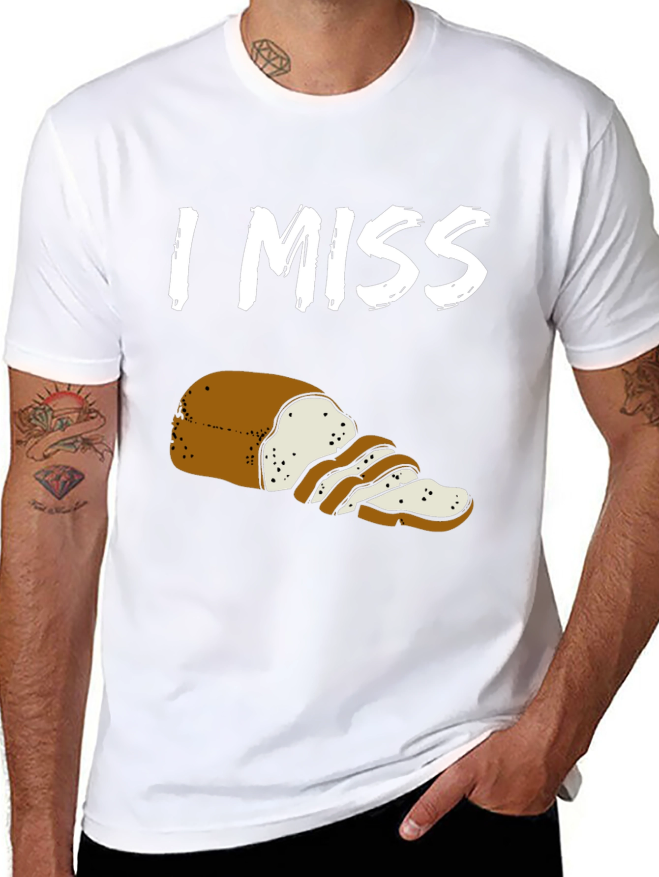 Black I Miss Bread T-Shirt view 8