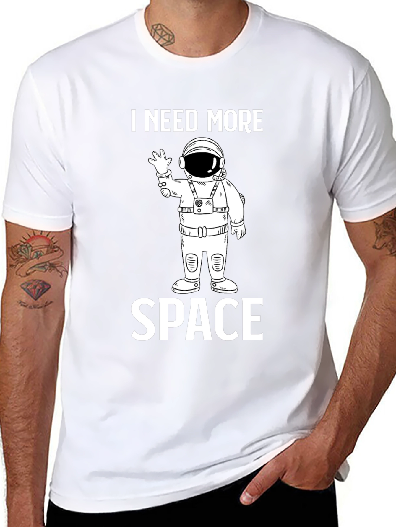 Black I Need More Space T-Shirt - Astronaut Design view 8