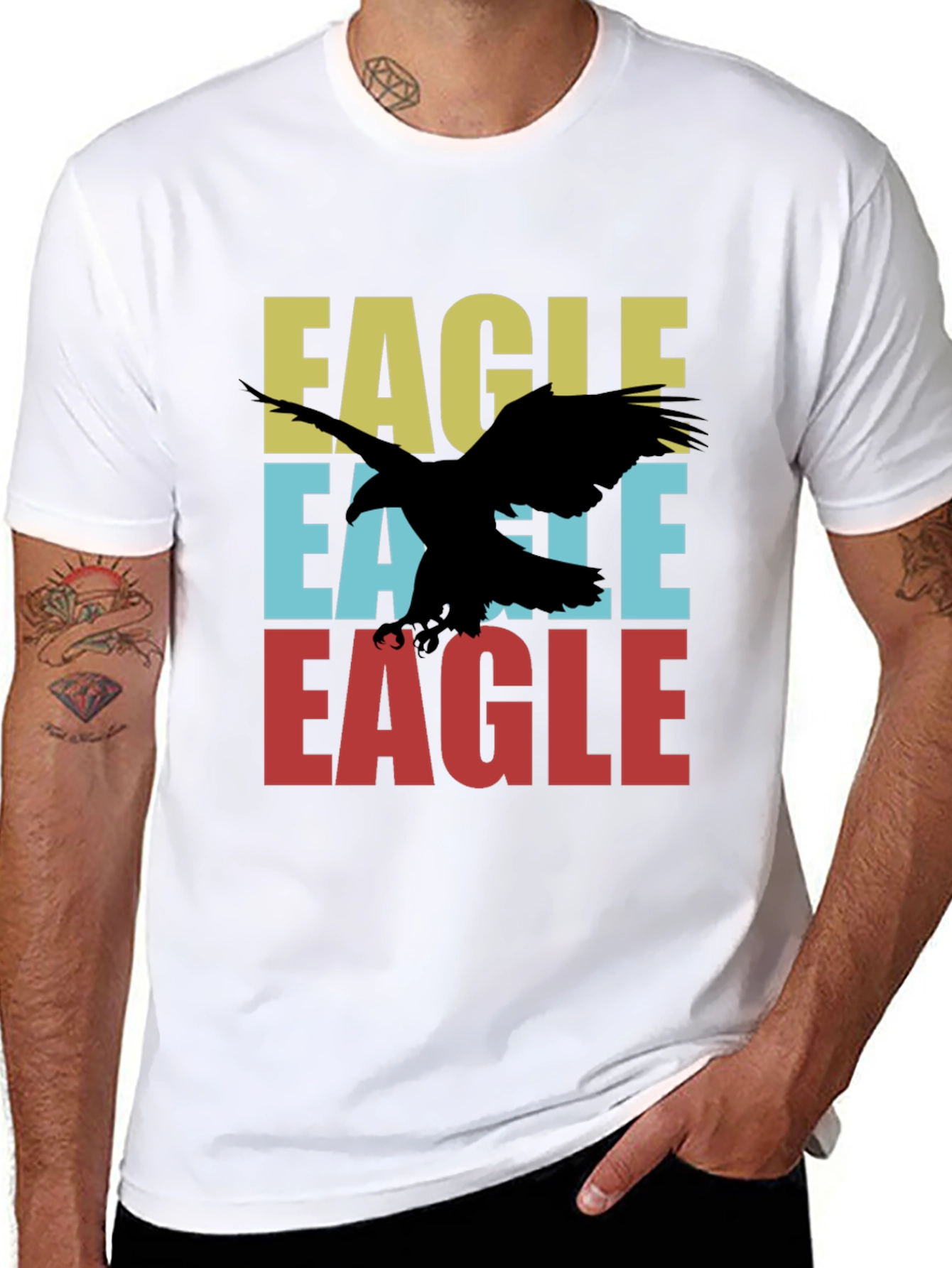 Black Retro Eagle Graphic Tee - Cool Bird Lover Design view 8
