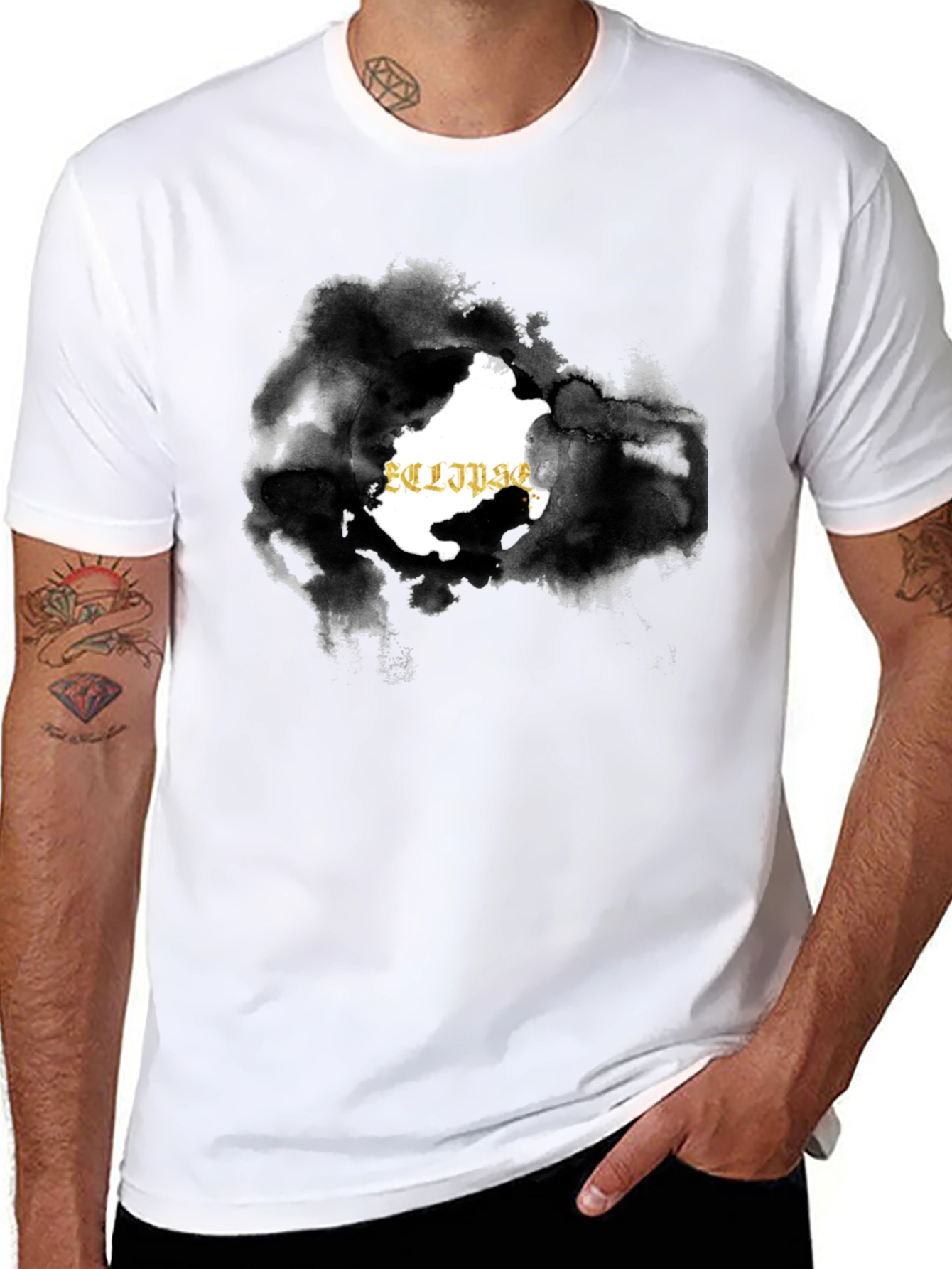 Black Eclipse Graphic Black T-Shirt for Men view 8