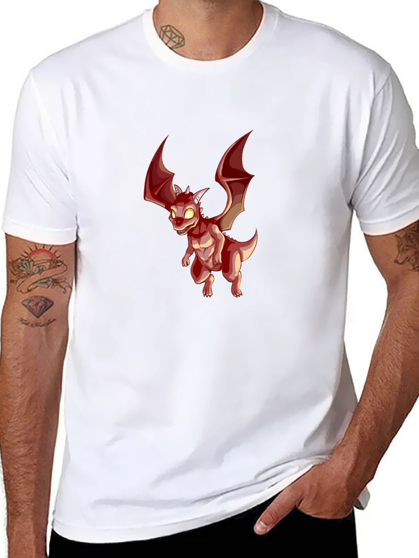 Black Red Dragon Graphic T-Shirt view 8