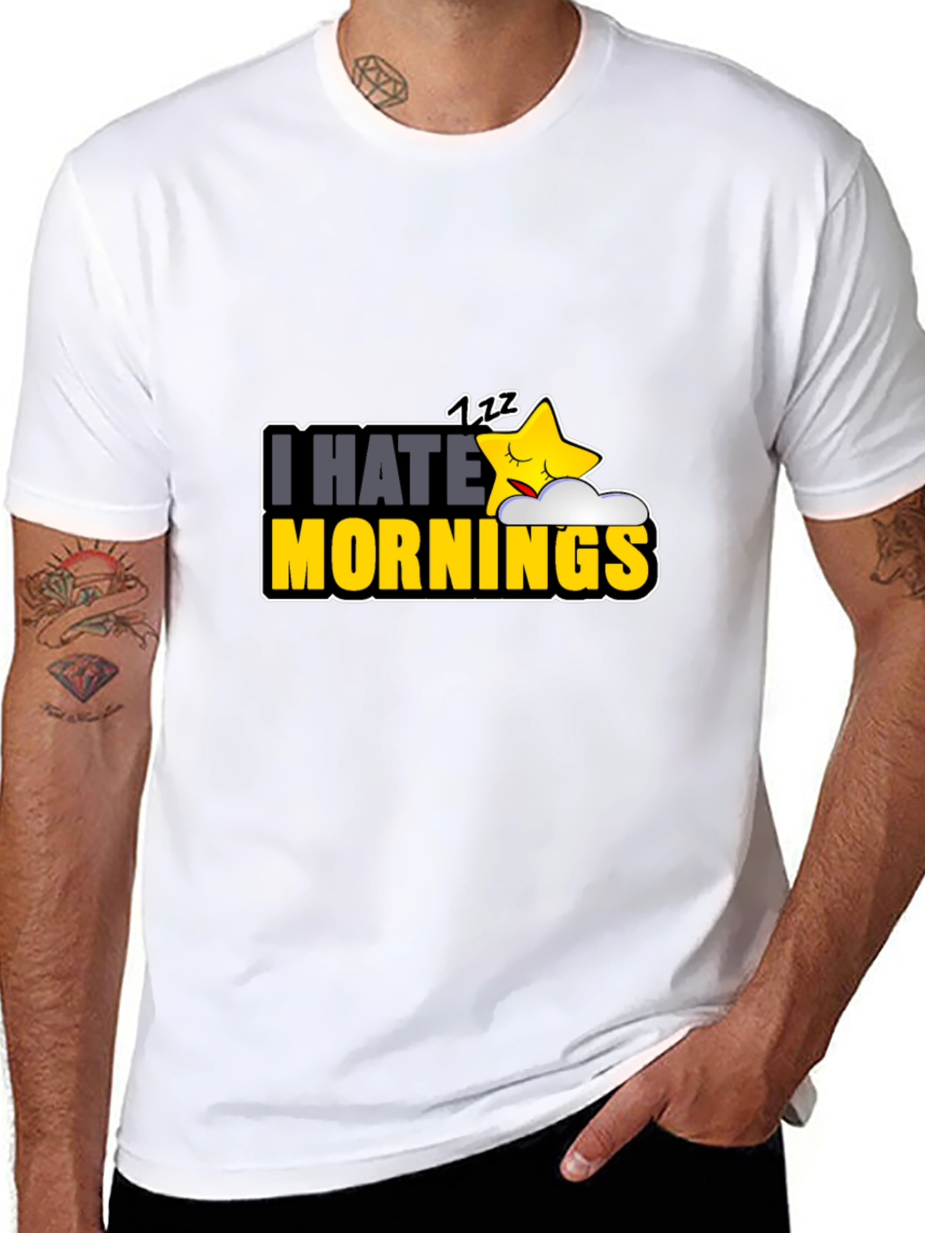 Black I Hate Mornings Black Graphic Tee view 8