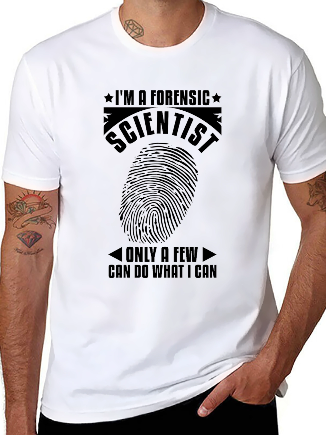 Black Forensic Scientist T-Shirt - Fingerprint Design view 8