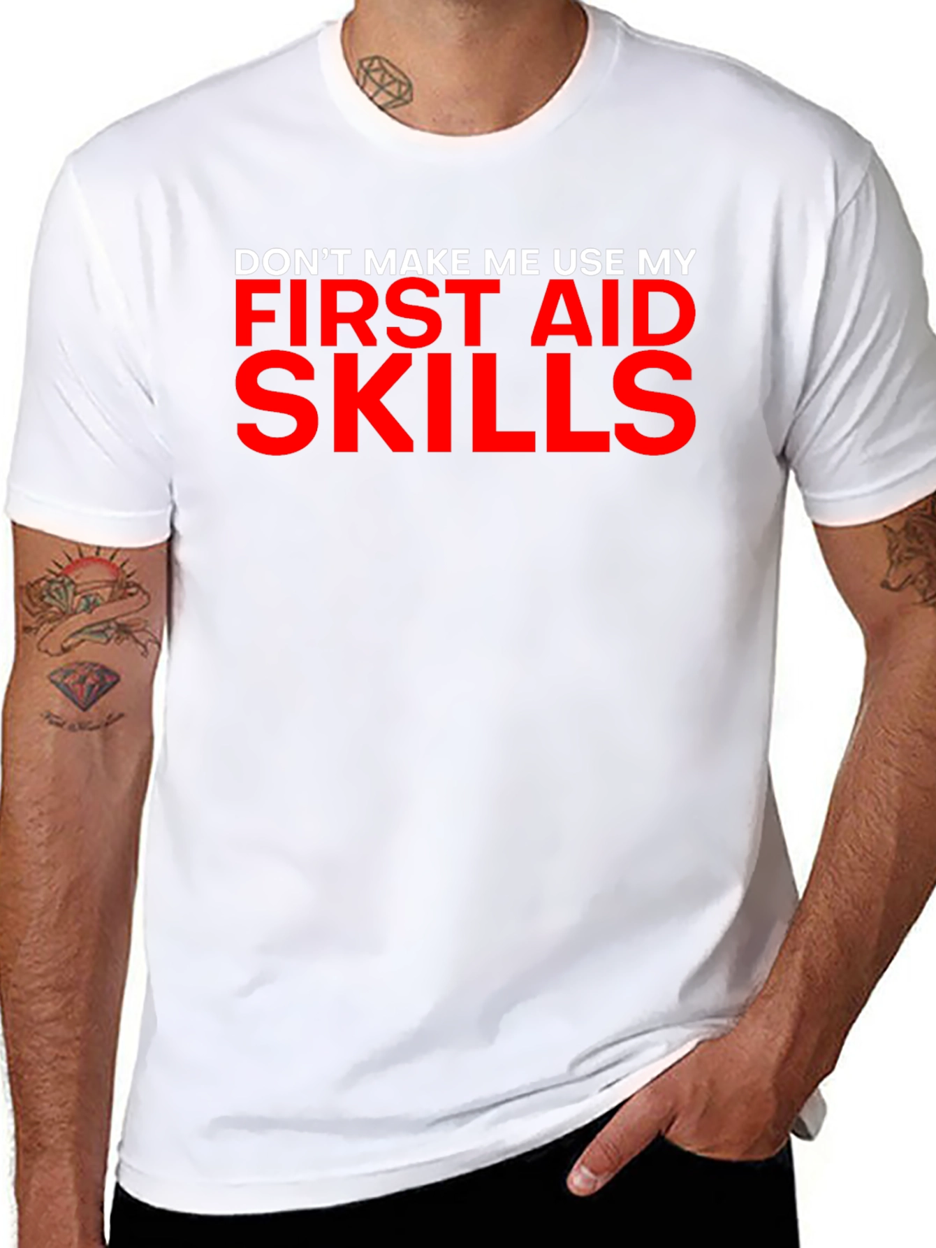Black Funny First Aid Skills Black T-Shirt view 8