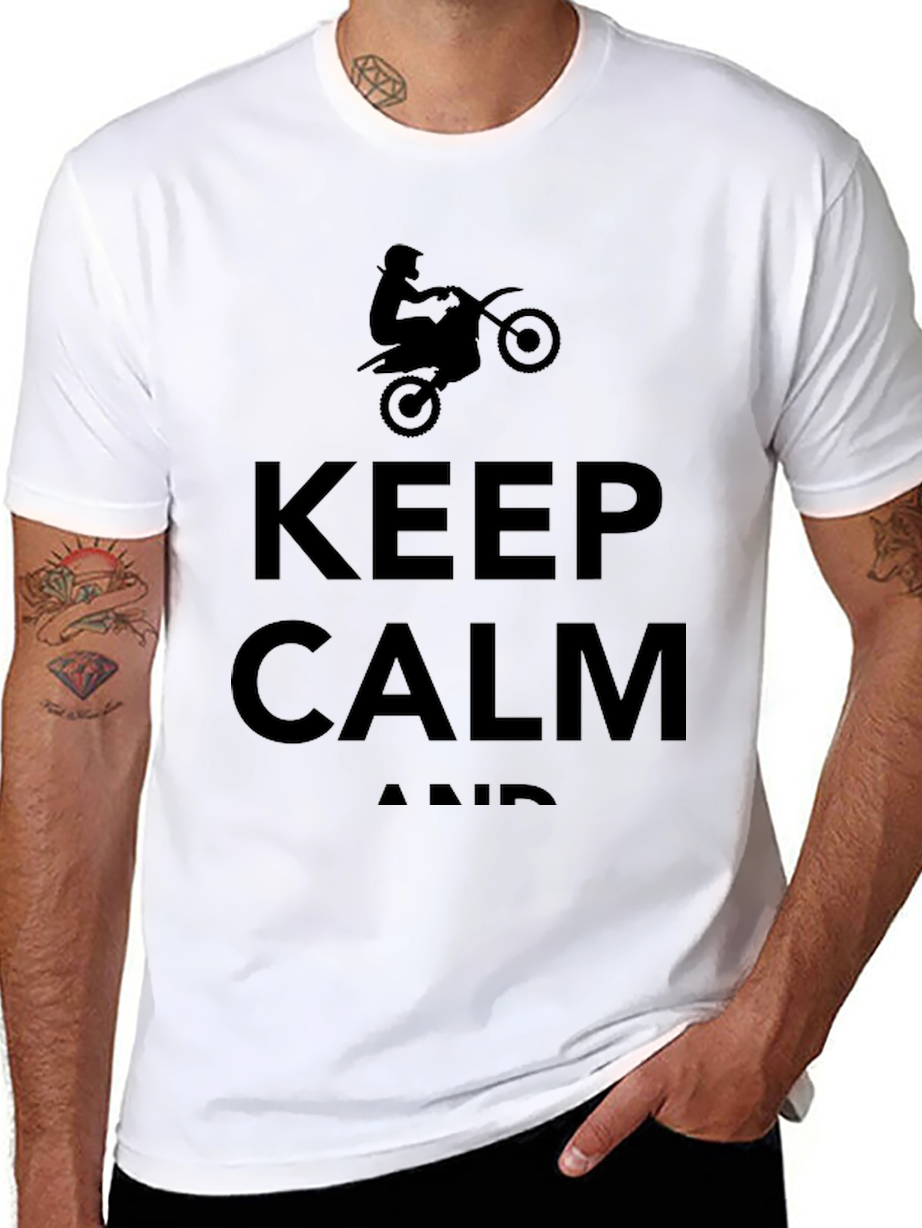 Black Keep Calm Dirt Bike Graphic T-Shirt view 8
