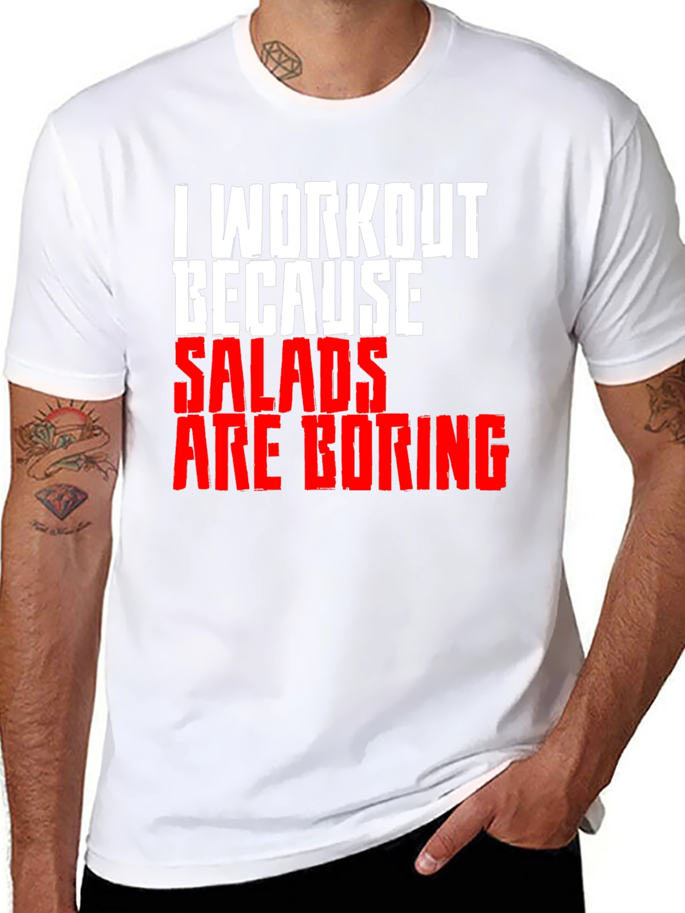 Black Workout Because Salads Are Boring T-Shirt view 8