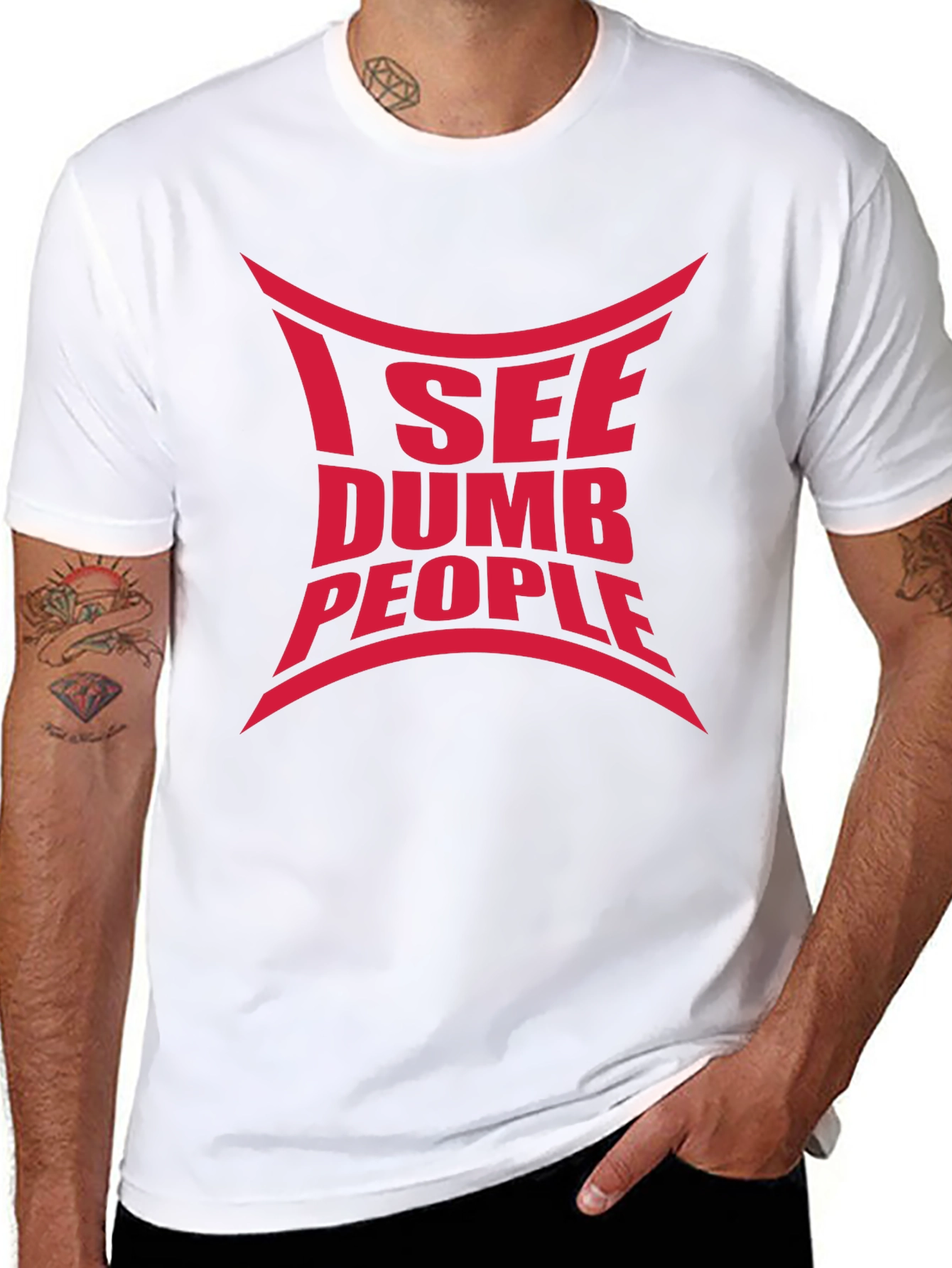 Black I See Dumb People Graphic Tee view 8