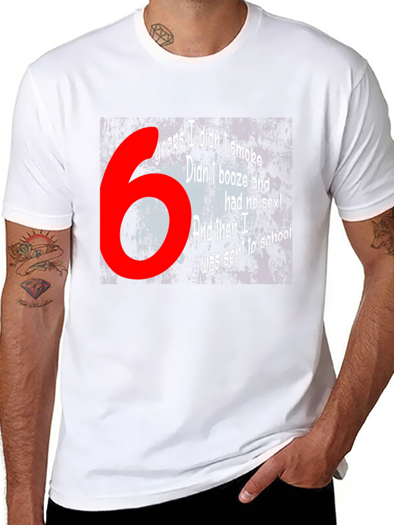 Black Funny T-Shirt - 6 Years Didn't Smoke Booze Sex view 8