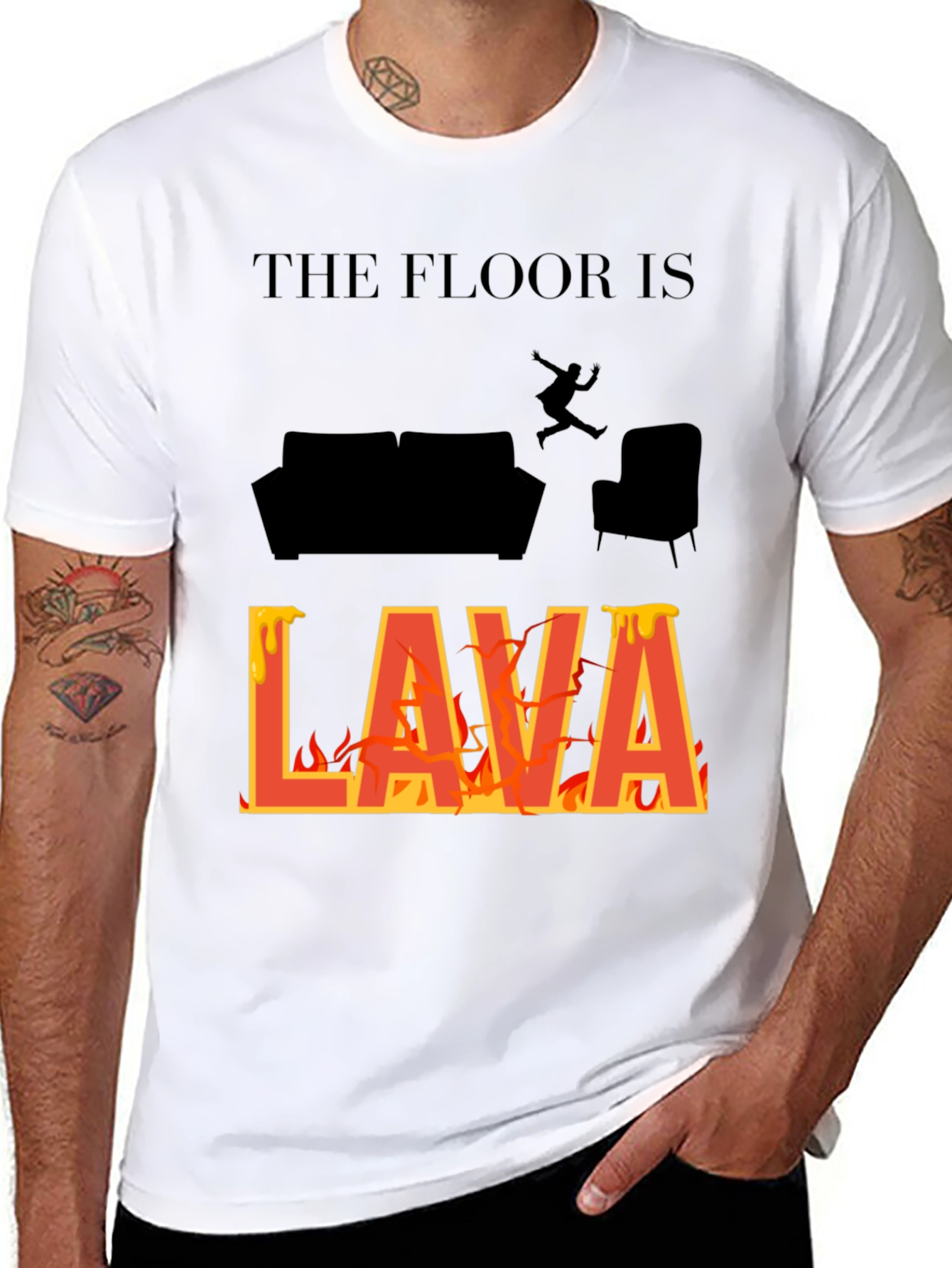 Black The Floor Is Lava T-Shirt Novelty Game Tee view 8