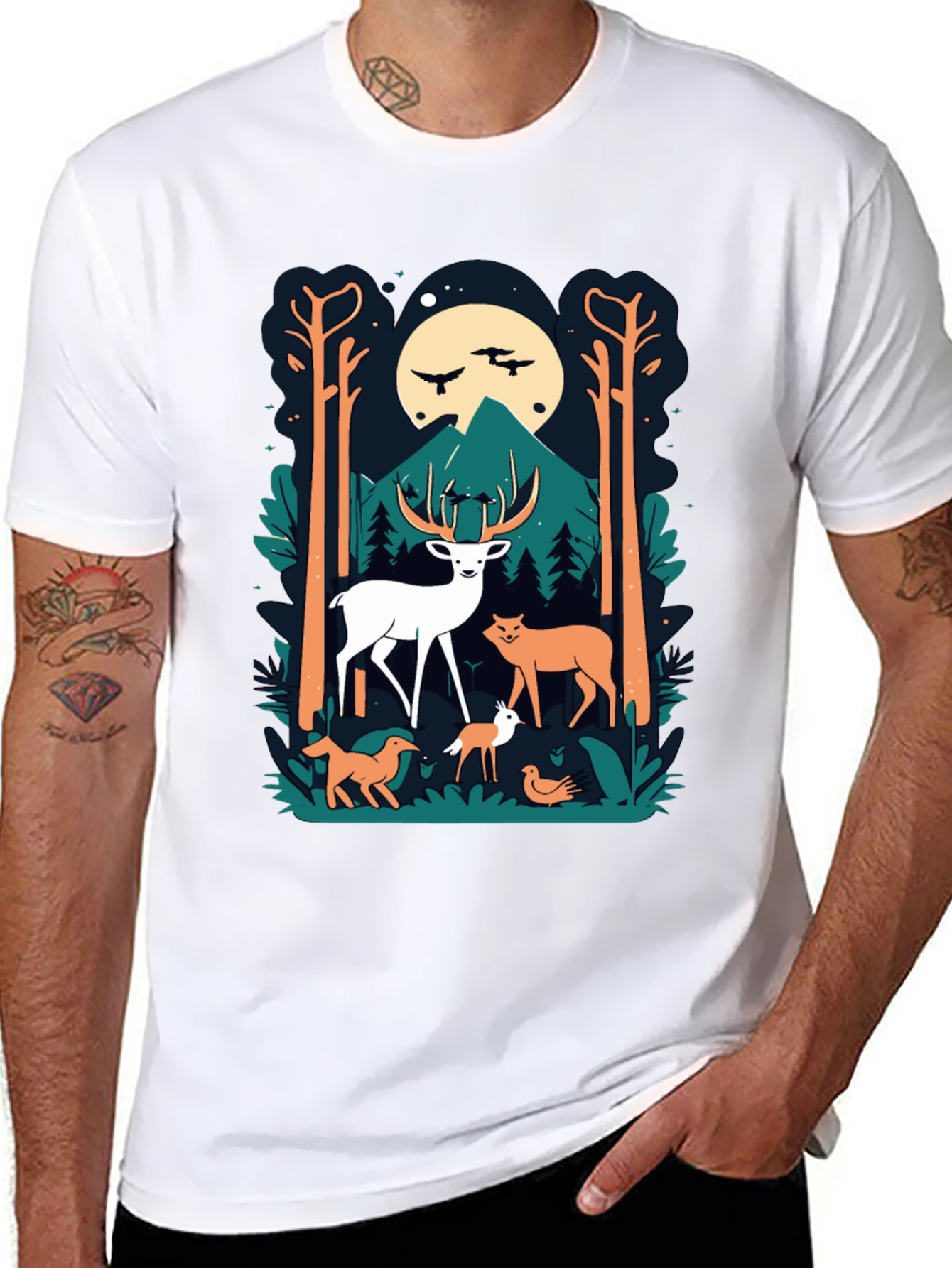 Black Nature Scene Graphic Tee view 8