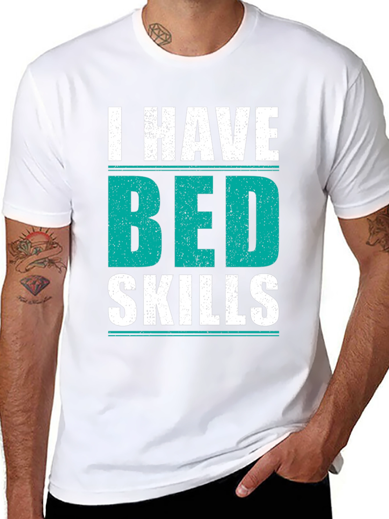 Black I Have Bed Skills Graphic T-Shirt view 8