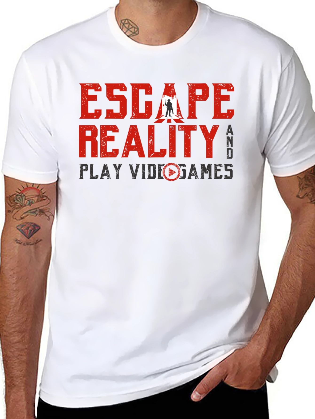 Black Escape Reality Video Game Black T-Shirt view 8