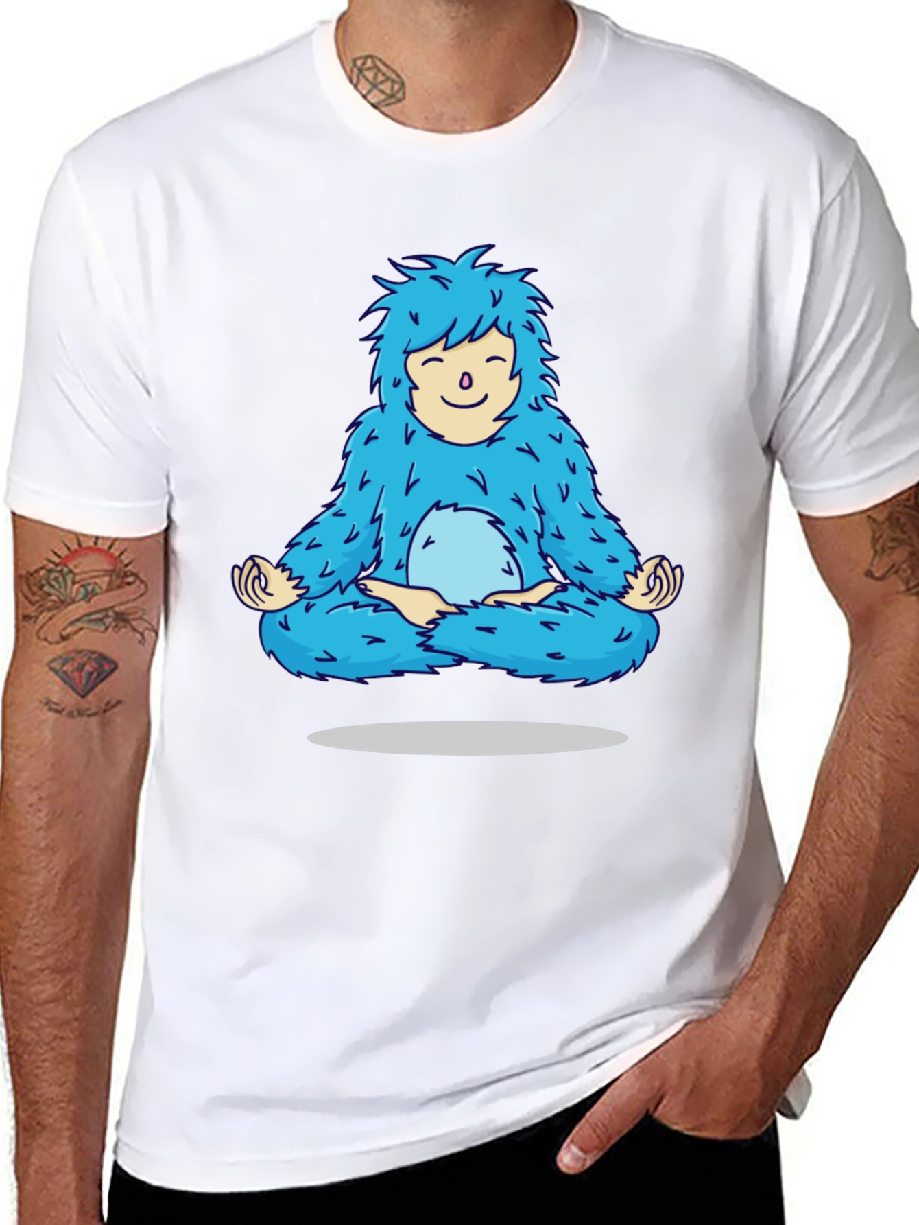 Zen Yeti T-Shirt - Meditating Blue Monster Tee - 8